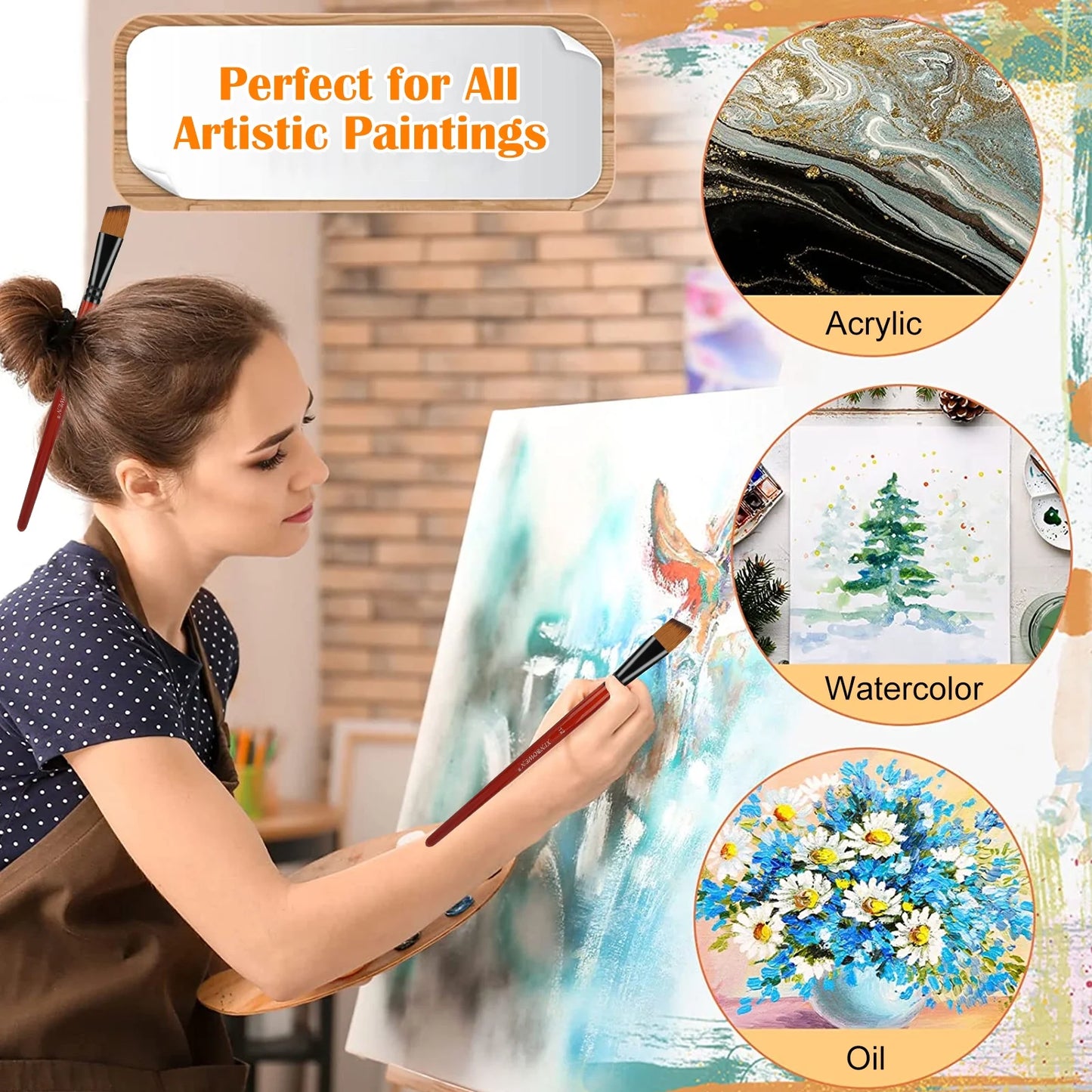 Paint Brushes Set, 18/10 Pcs Acrylic Nylon Hair Art Brushes, Professional Artist Paint Brushes for Oil Watercolor Painting, Face Body Model Paint, Nail Art, Miniature Detailing, Rock Painting
