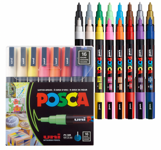 POSCA Paint Marker Sets, 16-Color PC-3M Fine Set