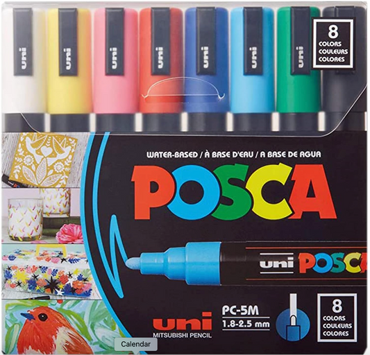 POSCA Paint Marker Sets, 8-Color PC-5M Medium Set