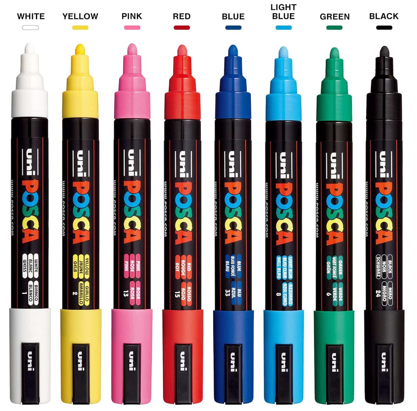 Ensembles de marqueurs de peinture POSCA, ensemble moyen PC-5M 8 couleurs