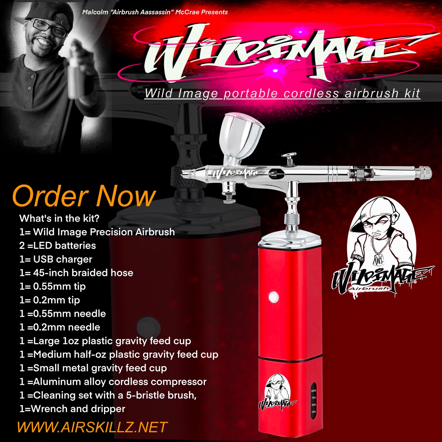 Wild Image Portable Cordless Airbrush Kit