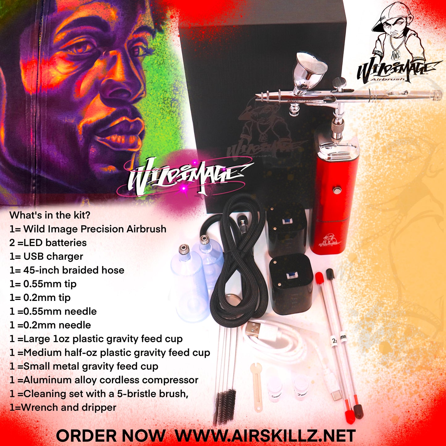 Wild Image Portable Cordless Airbrush Kit