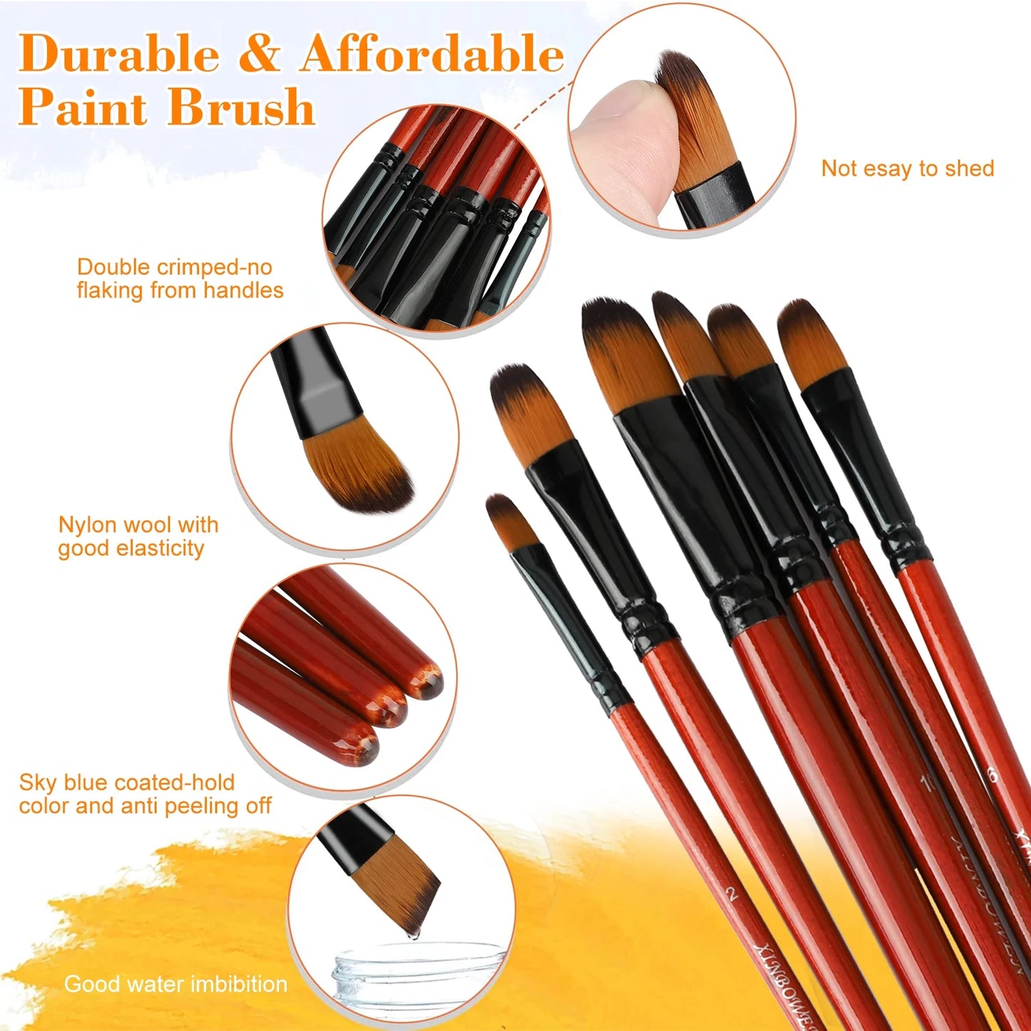 Paint Brushes Set, 18/10 Pcs Acrylic Nylon Hair Art Brushes, Professional Artist Paint Brushes for Oil Watercolor Painting, Face Body Model Paint, Nail Art, Miniature Detailing, Rock Painting