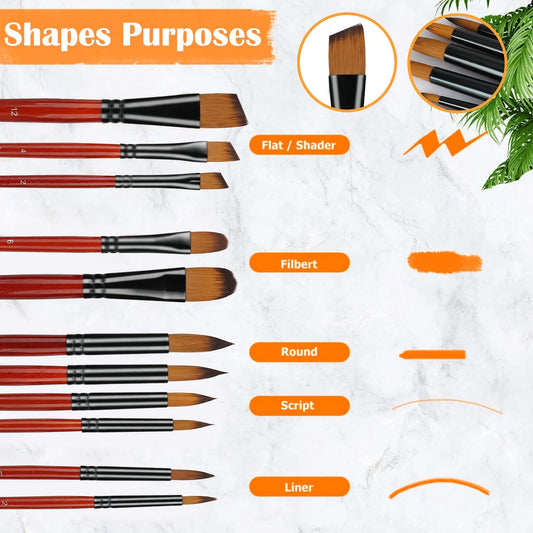 Paint Brushes Set, 18/10 Pcs Acrylic Nylon Hair Art Brushes, Professional Artist Paint Brushes for Oil Watercolor Painting, Face Body Model Paint, Nail Art, Miniature Detailing, Rock Painting