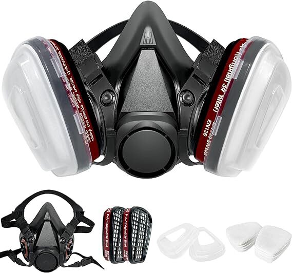 Respirator Mask With 6001 Filters, Gas Masks Survival for Painting, Organic Vapors